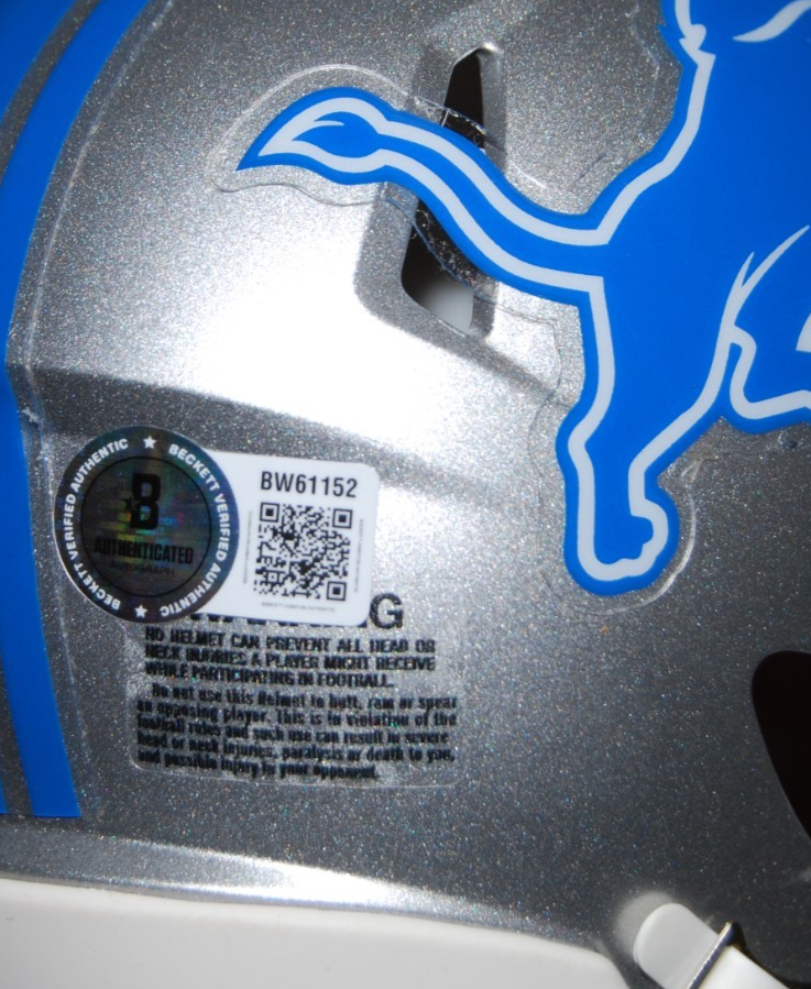 CHRIS SPIELMAN signed (DETROIT LIONS) mini football helmet BECKETT BAS BW61152