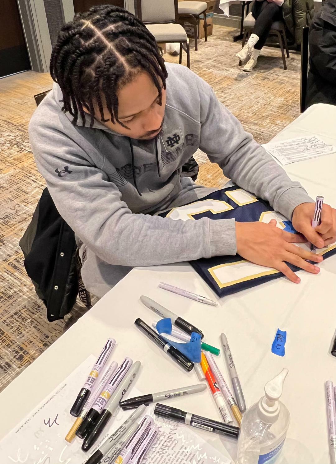 CHRIS TYREE signed (NOTRE DAME FIGHTING IRISH) White football custom jersey JSA 