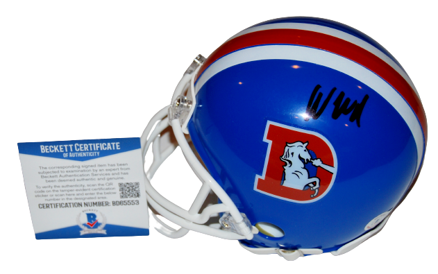 WES WELKER signed (DENVER BRONCOS) mini football helmet BECKETT BAS BD65553