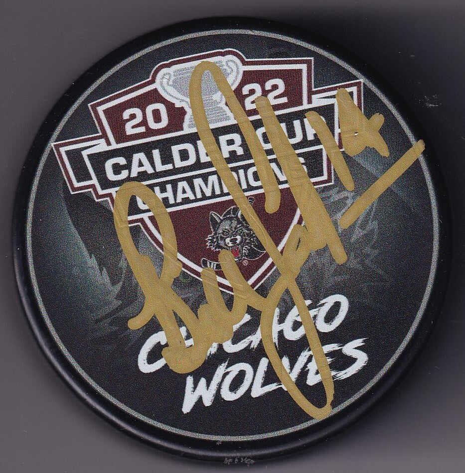 BILL GARDNER signed (CHICAGO WOLVES) 2022 CALDER CUP CHAMPS puck W/COA