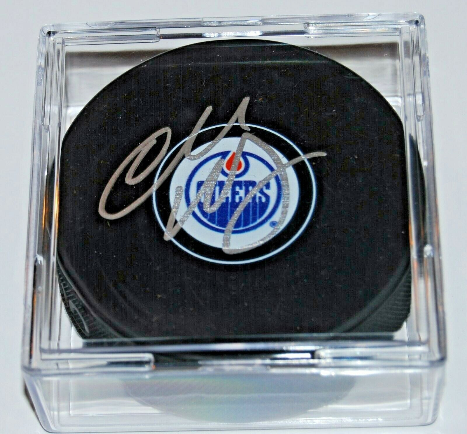CHARLIE HUDDY signed (EDMONTON OILERS) autographed hockey puck W/COA