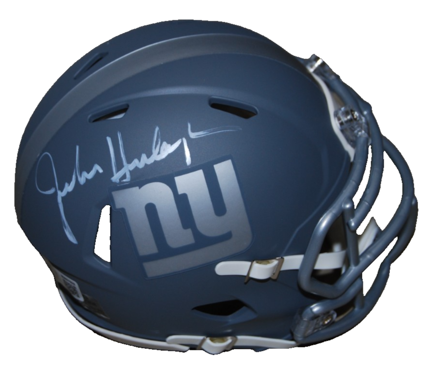 JOHN HARBAUGH signed NEW YORK GIANTS Slate mini football helmet BECKETT BW07926