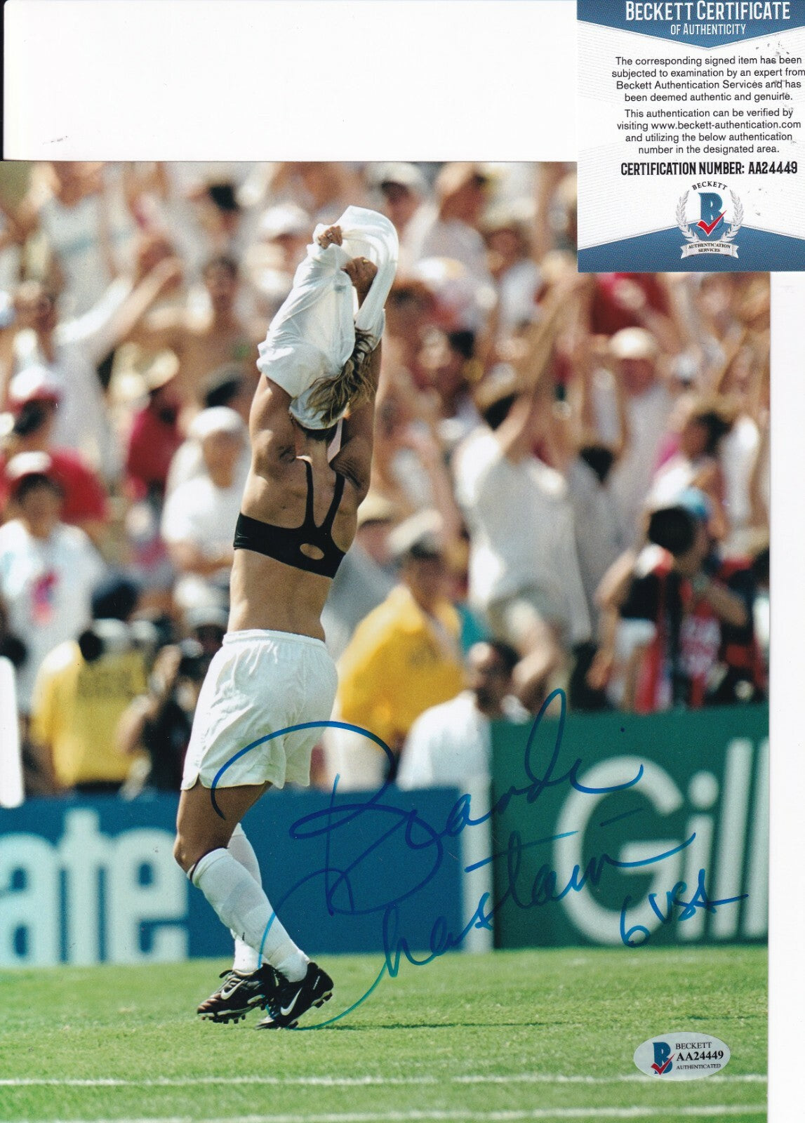 BRANDI CHASTAIN signed (TEAM USA) WOMEN'S SOCCER 8X10 photo BECKETT BAS AA24449