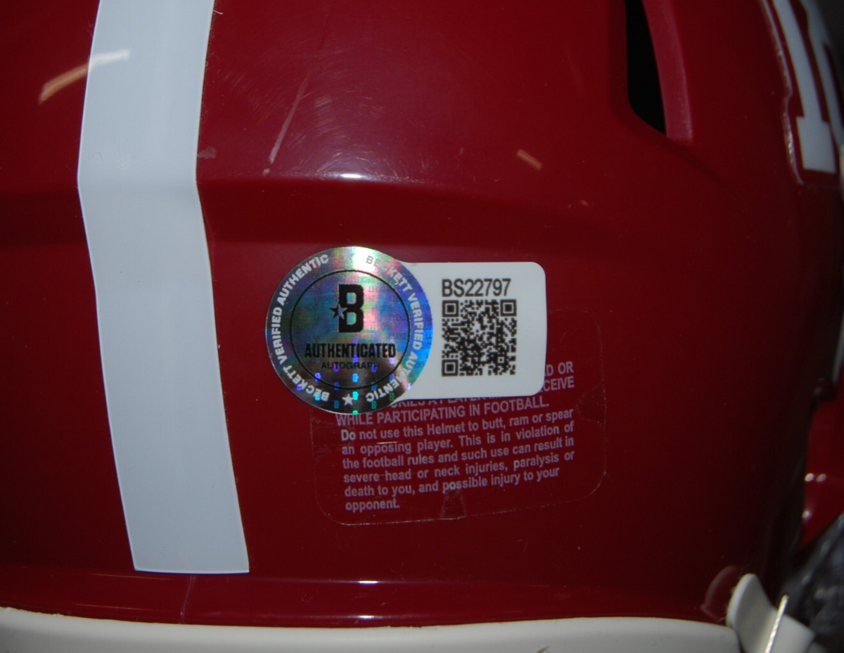 JALEN MILROE signed (ALABAMA CRIMSON TIDE) mini football helmet BECKETT BS22797