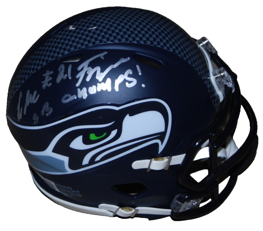 LESLIE FRAZIER signed (SEATTLE SEAHAWKS) mini football helmet BECKETT BW61157