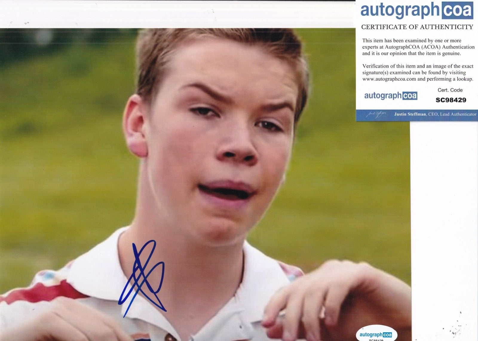 WILL POULTER signed (WE'RE THE MILLERS) Kenny Rossmore 8X10 photo ACOA SC98428