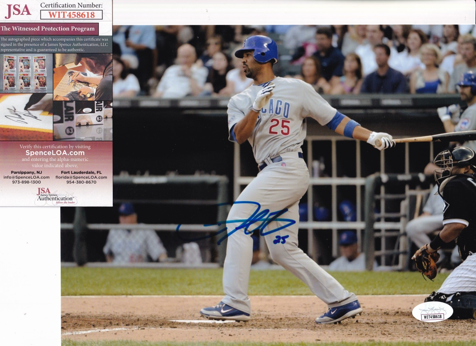 DERREK LEE signed (CHICAGO CUBS) baseball 8X10 photo JSA WITNESSED #2
