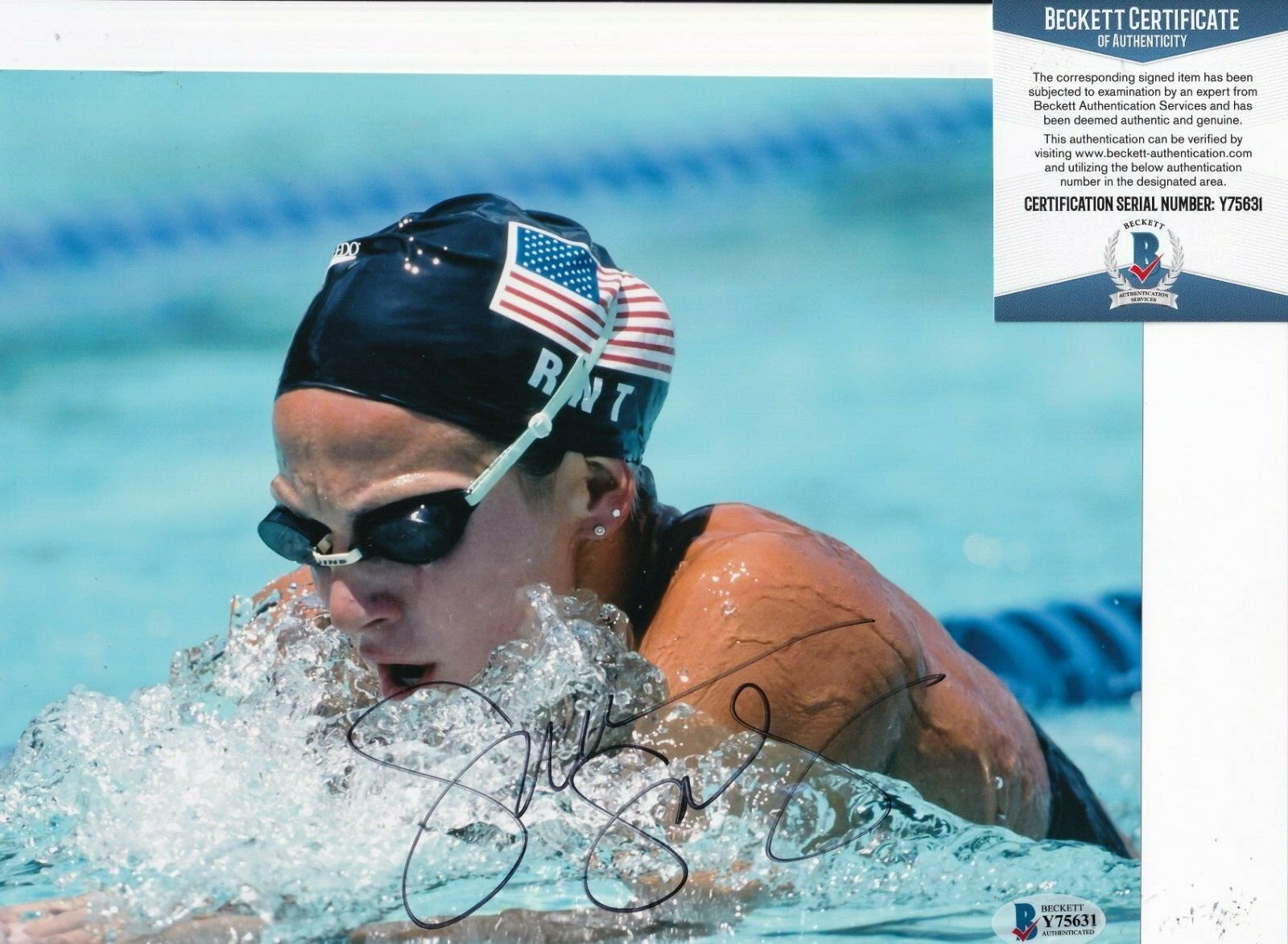 SUMMER SANDERS signed (USA OLYMPICS) SWIMMING Stanford 8X10 photo BECKETT Y75631