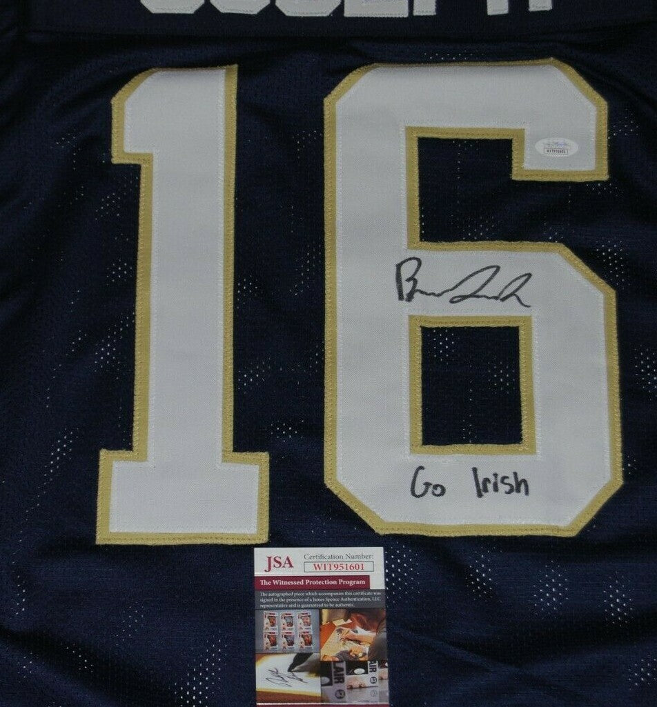 BRANDON JOSEPH signed (NOTRE DAME FIGHTING IRISH) GO IRISH ! custom jersey JSA 