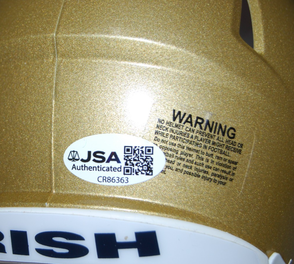 NOLAN JAMES JR signed (NOTRE DAME FIGHTING IRISH) mini helmet JSA COA CR86363