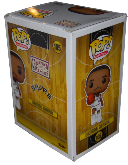GEORGE GERVIN signed (SAN ANTONIO SPURS) Funko Pop #105 BECKETT BAS BG89045