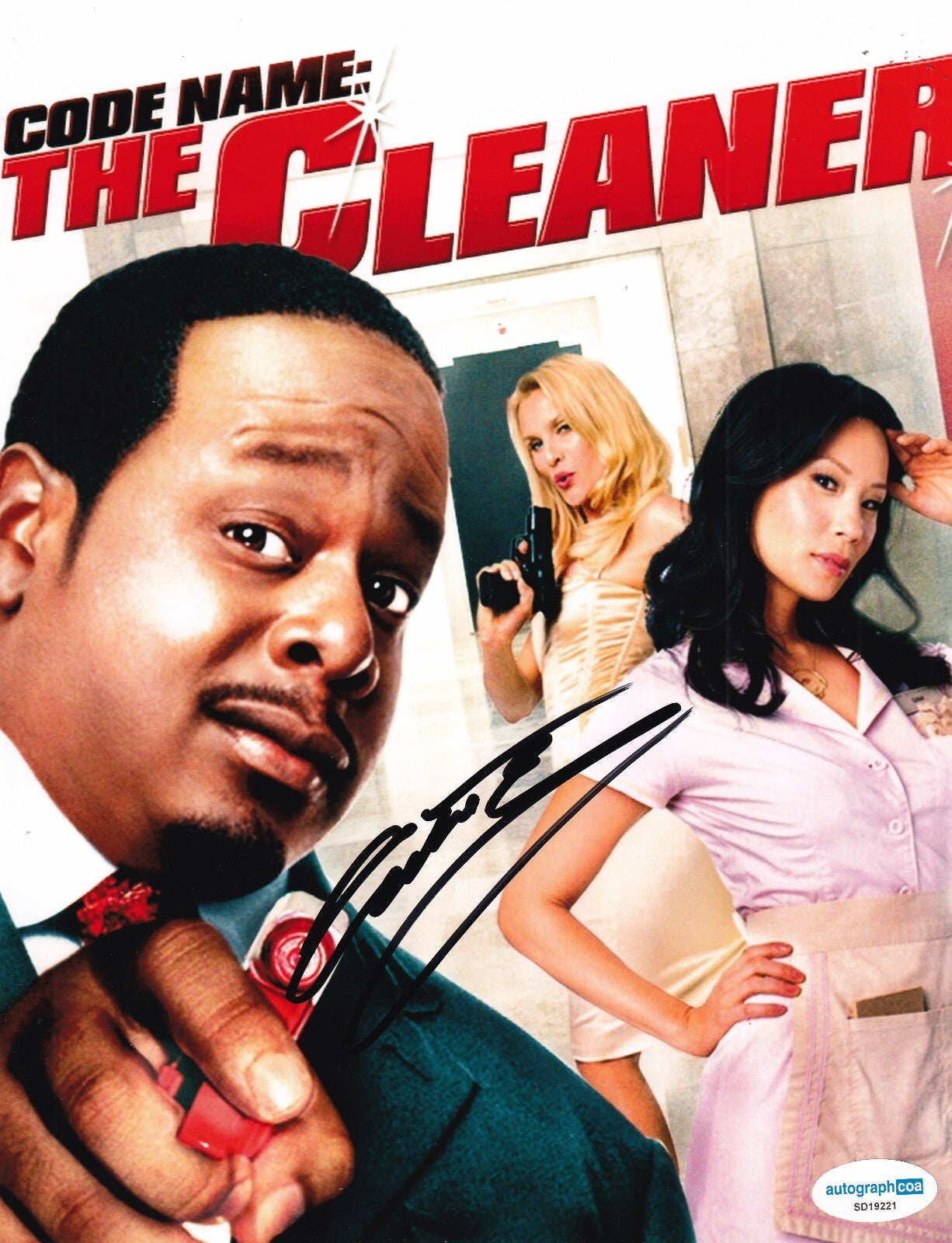 CEDRIC THE ENTERTAINER signed (CODE NAME THE CLEANER) Movie 8X10 ACOA SD19221
