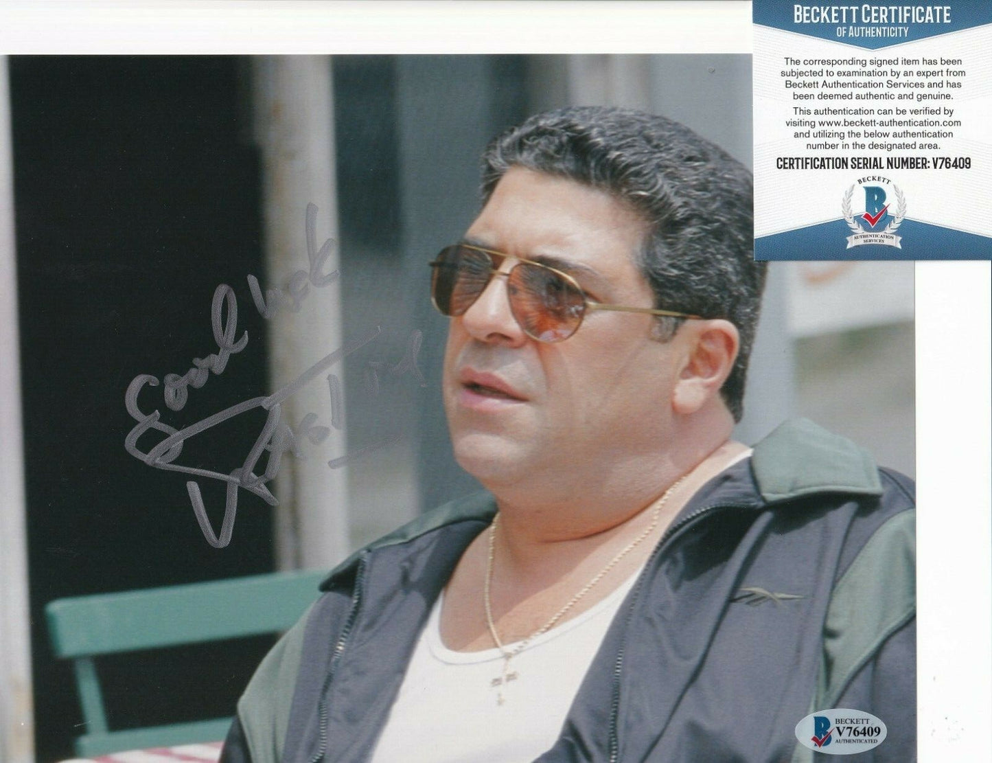 VINCENT PASTORE signed (THE SOPRANOS) Big Pussy 8X10 photo BECKETT BAS V76409