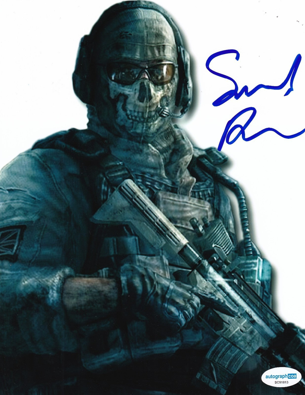 SAMUEL ROUKIN signed (CALL OF DUTY MODERN WARFARE) Ghost 8x10 ACOA SC51813
