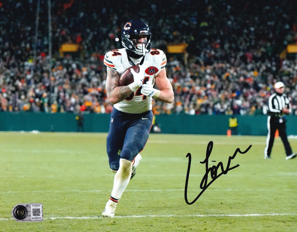 COLSTON LOVELAND signed (CHICAGO BEARS) football 8X10 photo BECKETT BAS BY085682