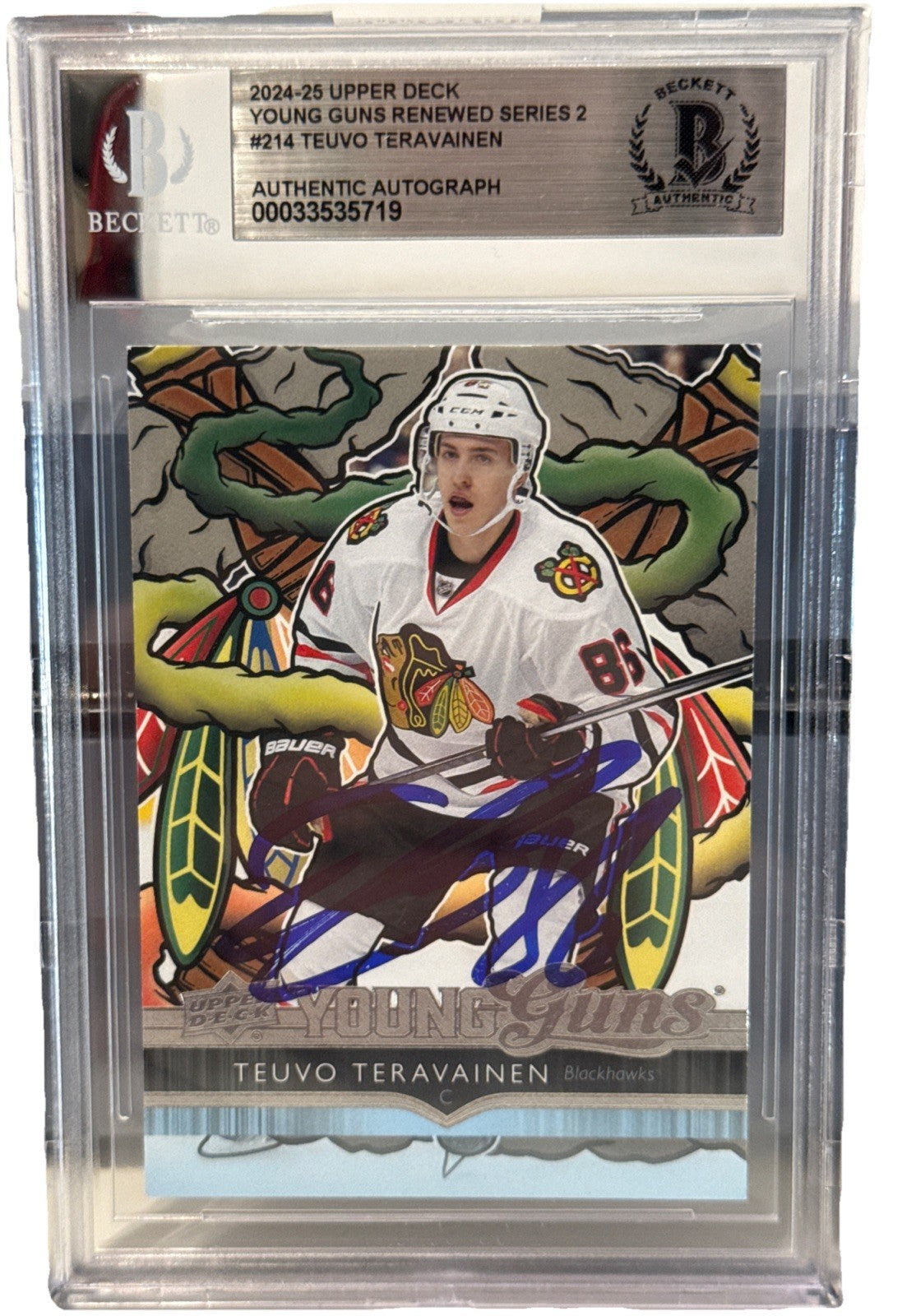 Teuvo Teravainen signed Chicago Blackhawks UD Young Guns 2024-25 card RC Beckett