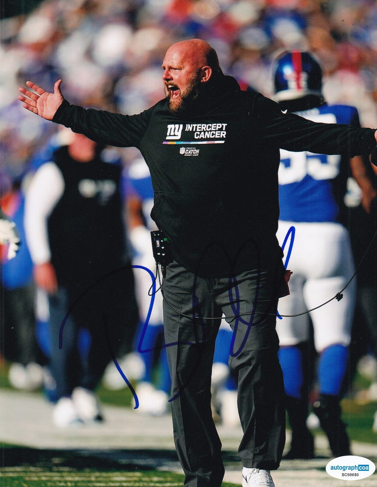 BRIAN DABOLL signed (NEW YORK GIANTS Head Coach football 8X10 photo ACOA SC98650
