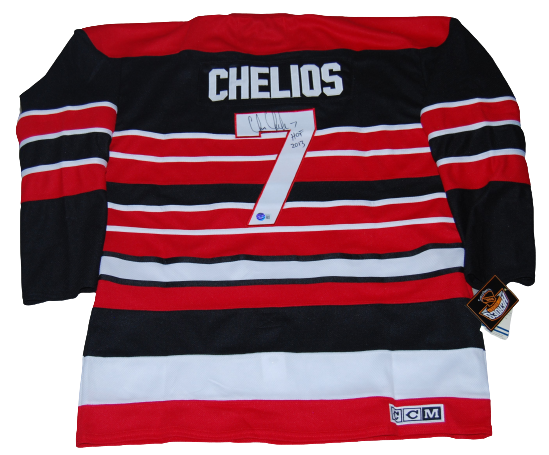 CHRIS CHELIOS signed (CHICAGO BLACKHAWKS) Custom hockey jersey BECKETT BG93615