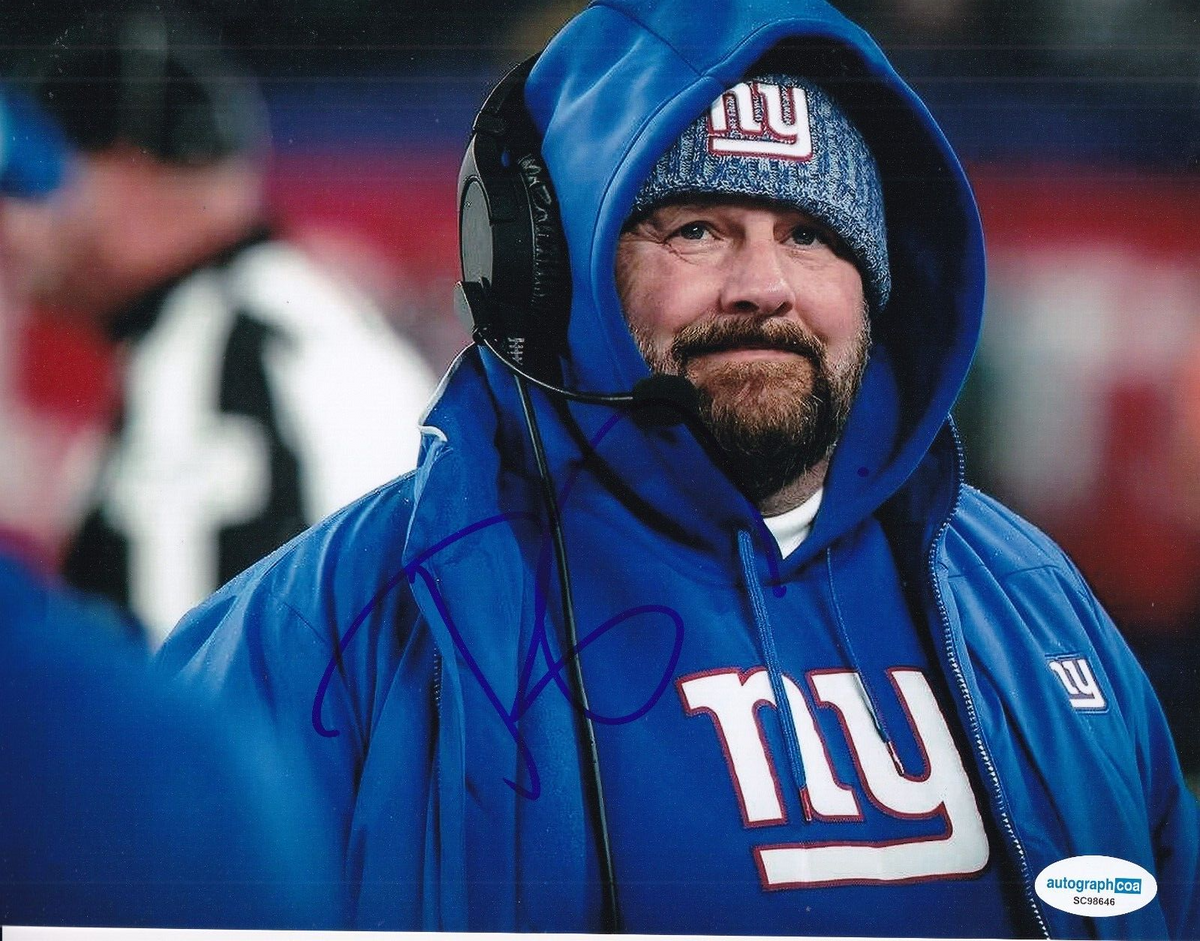 BRIAN DABOLL signed (NEW YORK GIANTS Head Coach football 8X10 photo ACOA SC98646
