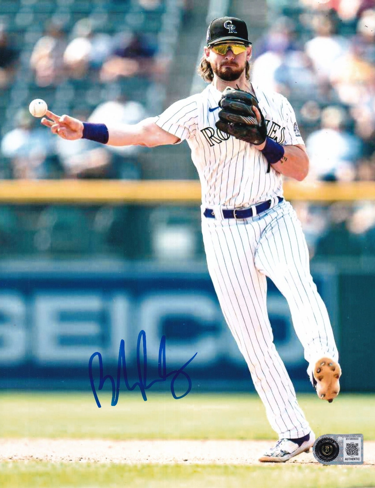 BRENDAN RODGERS signed (COLORADO ROCKIES) baseball 8X10 photo BECKETT BY085800