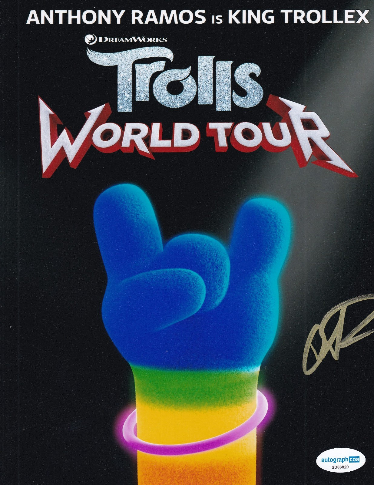 ANTHONY RAMOS signed (TROLLS WORLD TOUR) Trollex Movie 8X10 photo ACOA SD86820