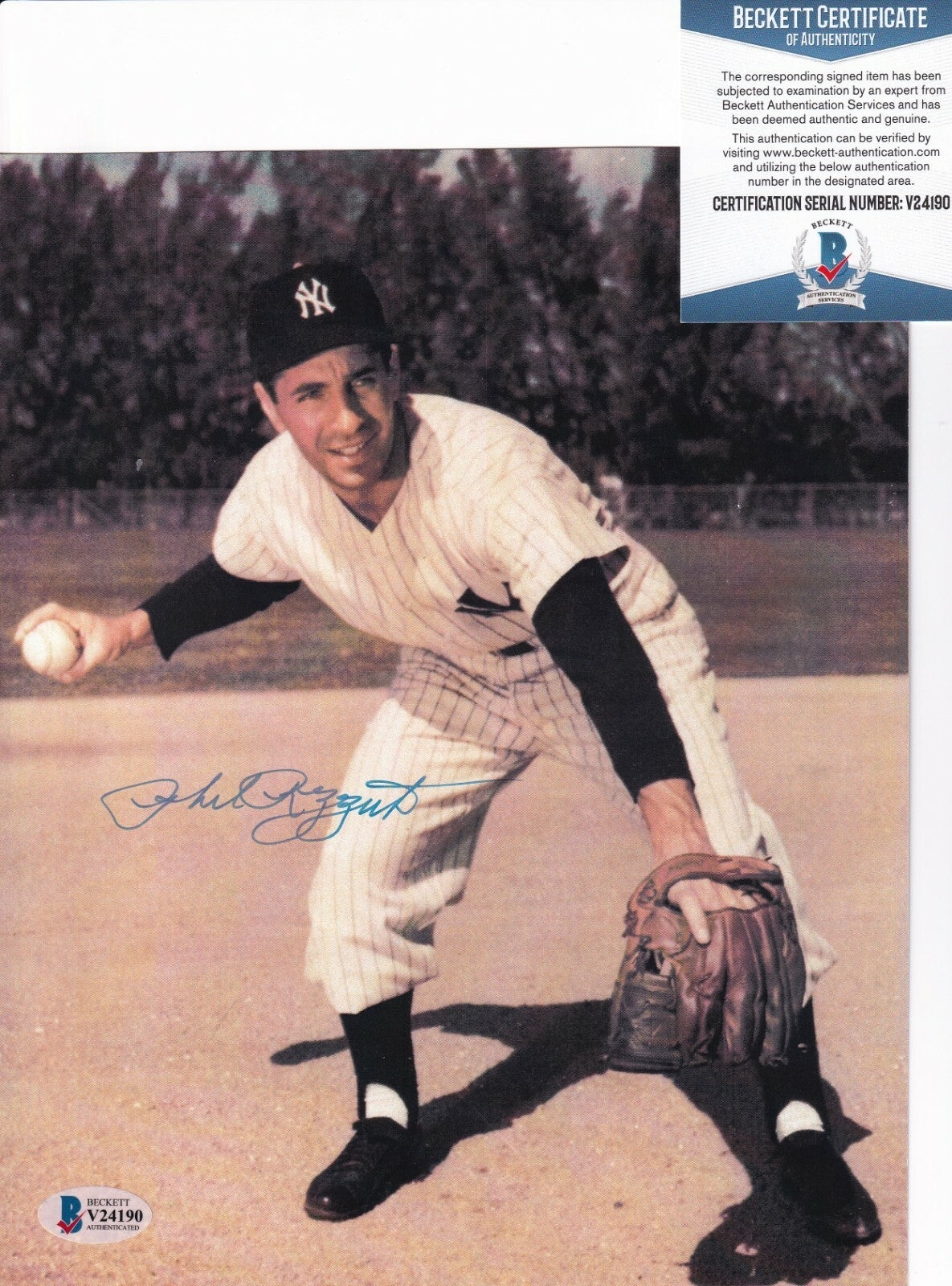 PHIL RIZZUTO signed (NEW YORK YANKEES) autographed 8X10 photo BECKETT V24190