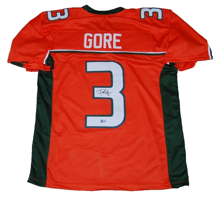 FRANK GORE signed (MIAMI HURRICANES) #3 football jersey BECKETT BAS BW61049