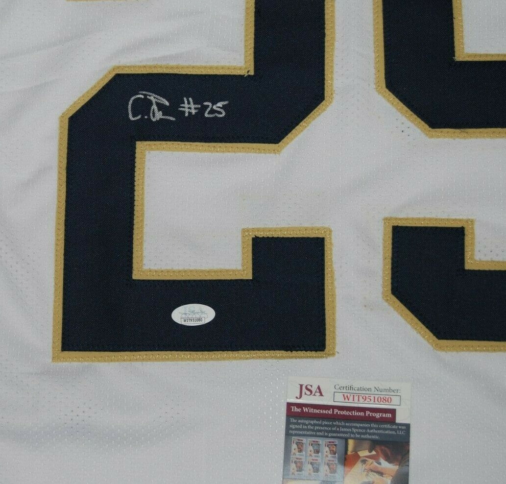 CHRIS TYREE signed (NOTRE DAME FIGHTING IRISH) White football custom jersey JSA 
