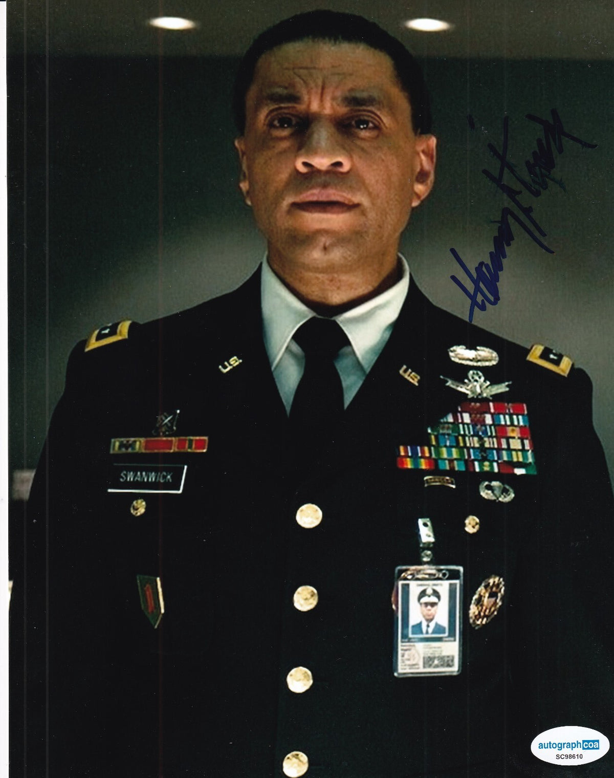 HARRY LENNIX signed (MAN OF STEEL) Superman General Swanwick 8X10 ACOA SC98610