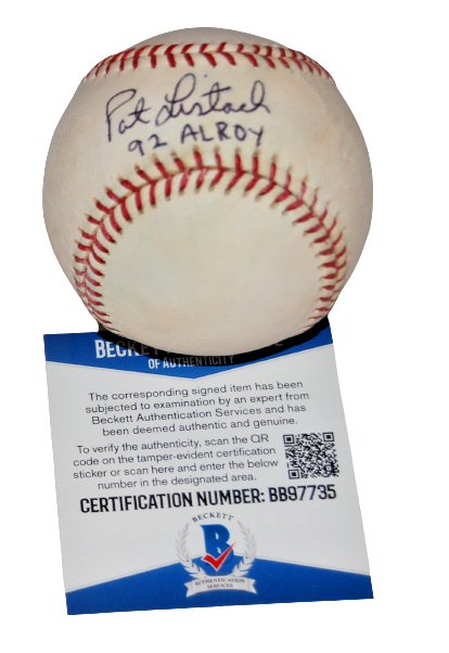 PAT LISTACH signed (MILWAUKEE BREWERS) ROY 1992 OML baseball BECKETT BAS BB97735