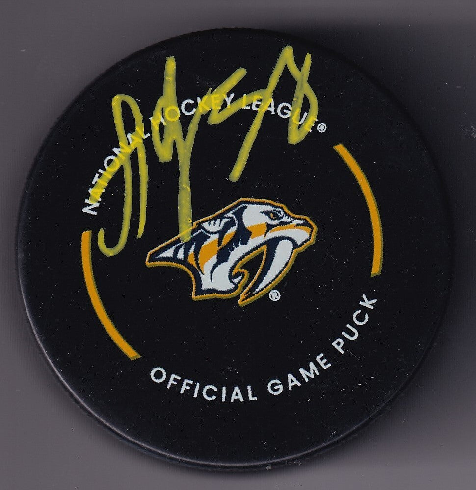 YAROSLAV ASKAROV signed (NASHVILLE PREDATORS) Hockey Official Game puck W/COA #1