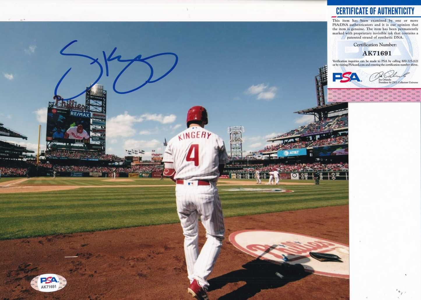 SCOTT KINGERY signed (PHILADELPHIA PHILLIES) baseball 8X10 photo PSA/DNA AK71691