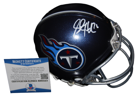 STEVE HUTCHINSON signed (TENNESSEE TITANS) mini football helmet BECKETT BD65523