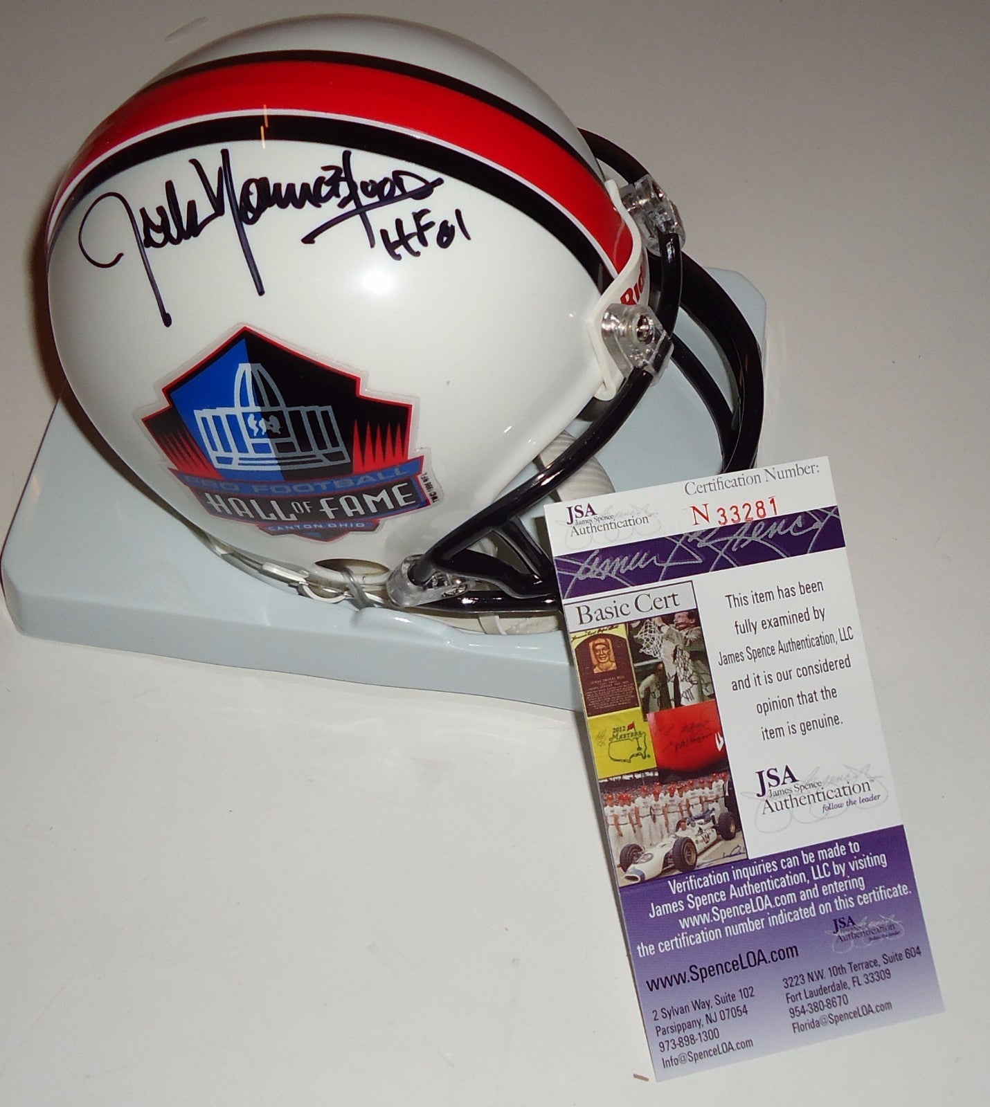 Jack Youngblood signed Hall of Fame mini football Helmet JSA authentic N33281