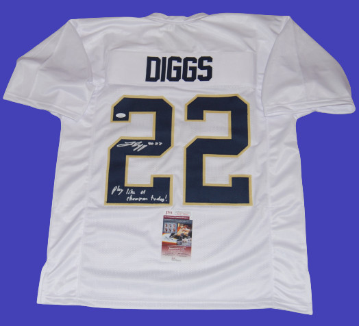 LOGAN DIGGS signed (NOTRE DAME FIGHTING IRISH) PLCT White custom jersey JSA 