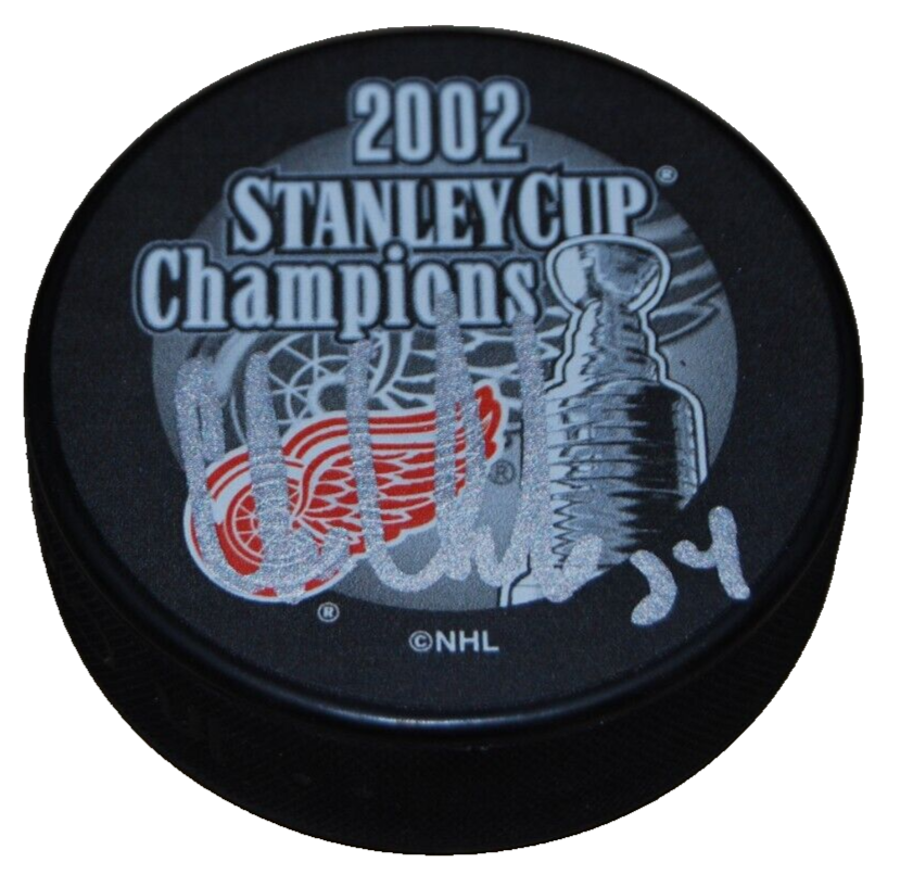 CHRIS CHELIOS signed (DETROIT RED WINGS) Stanley Cup hockey puck BECKETT BR67647