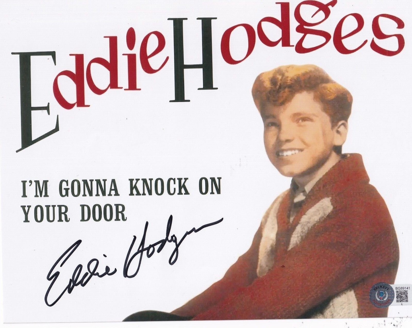 EDDIE HODGES signed (HUCKLEBERRY FIIN) Star Singer 8X10 BECKETT BAS BG89141