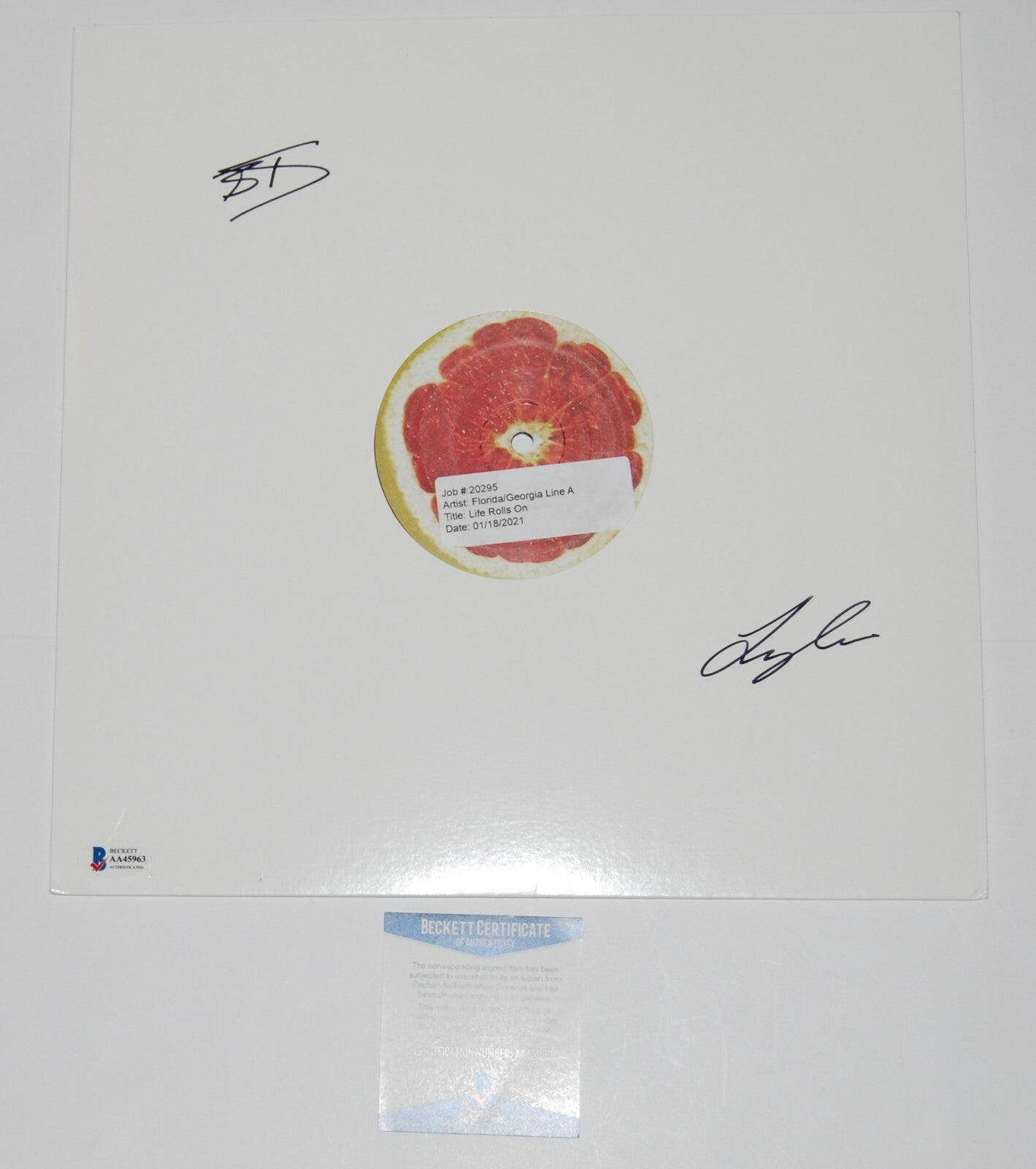 FLORIDA GEORGIA LINE signed (LIFE ROLLS ON) Test Pressing LP BECKETT BAS AA45963