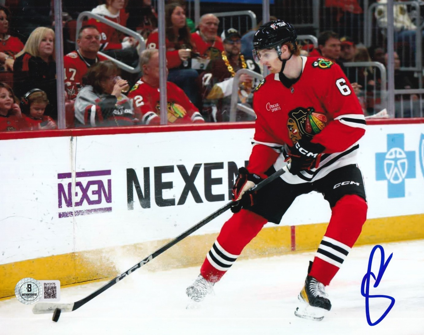 SAM RINZEL signed (CHICAGO BLACKHAWKS) Hockey 8X10 photo BECKETT BV13175