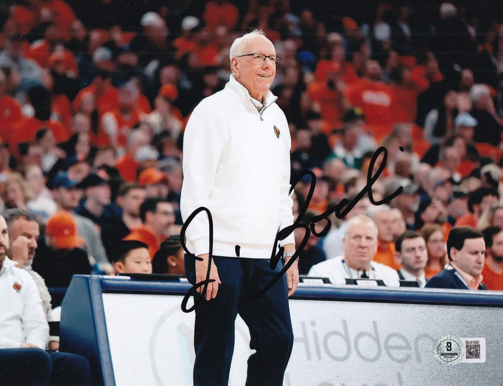 JIM BOEHEIM signed (SYRACUSE  ORANGE MEN) basketball 8X10 photo BECKETT BU41060