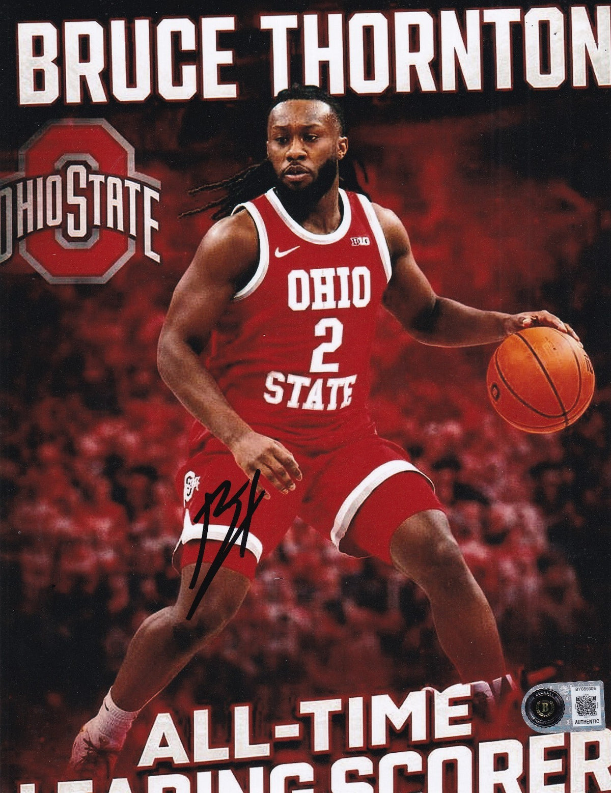 BRUCE THORNTON signed (OHIO STATE BUCKEYES) 8X10 photo BECKETT BY085606