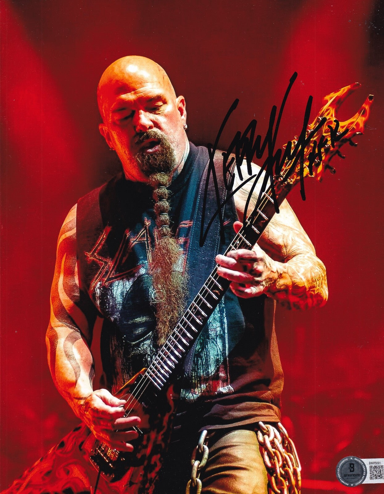 KERRY KING signed (SLAYER) From Hell I Rise music 8X10 photo BECKETT BM85091