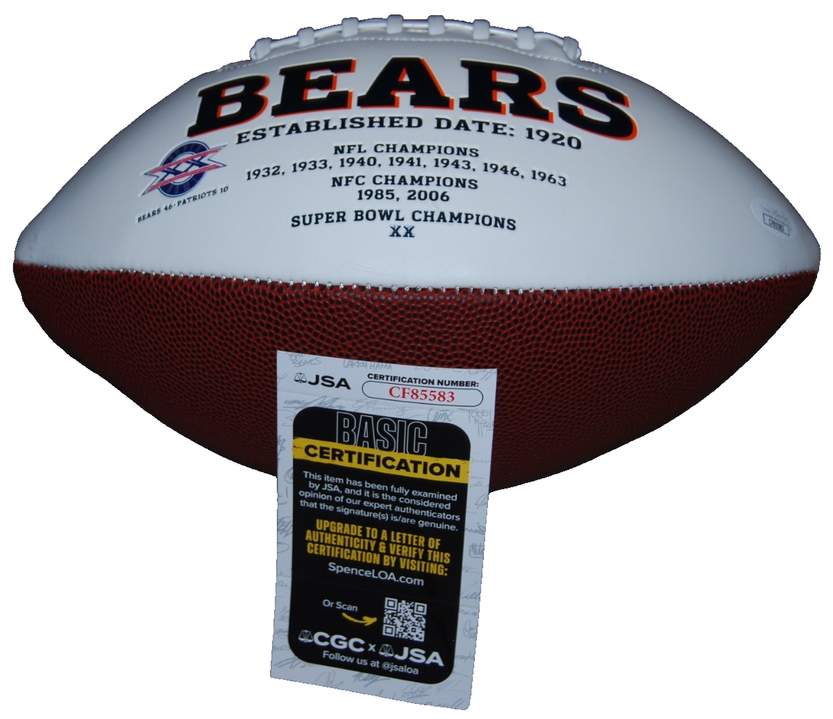 GRADY JARRETT signed (CHICAGO BEARS) full size white logo football JSA CF85583