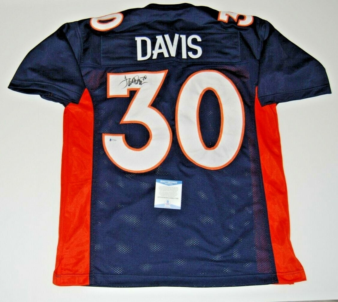 TERRELL DAVIS signed (DENVER BRONCOS) Custom Stitched football jersey BECKETT 
