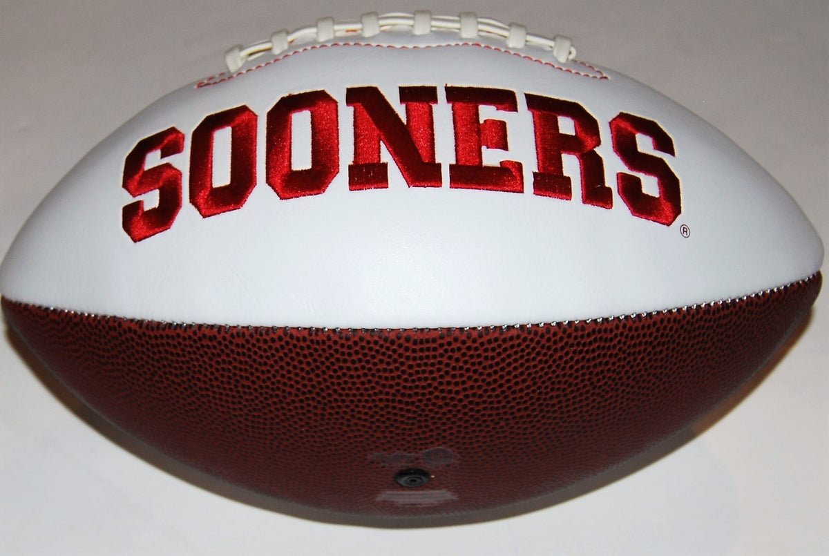 T.J. (TJ) PLEDGER signed (OKLAHOMA SOONERS) Embroidered logo football W/COA C