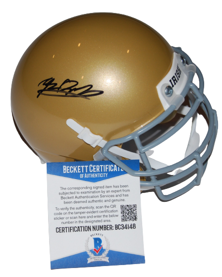 TYLER BUCHNER signed (NOTRE DAME IRISH) mini football helmet BECKETT BC34148