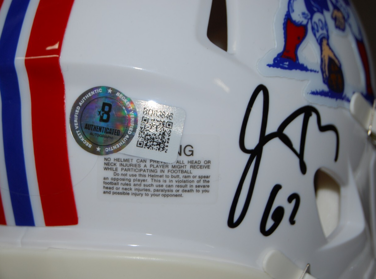 JOE THUNEY signed (NEW ENGLAND PATRIOTS) mini football helmet BECKETT BQ83846