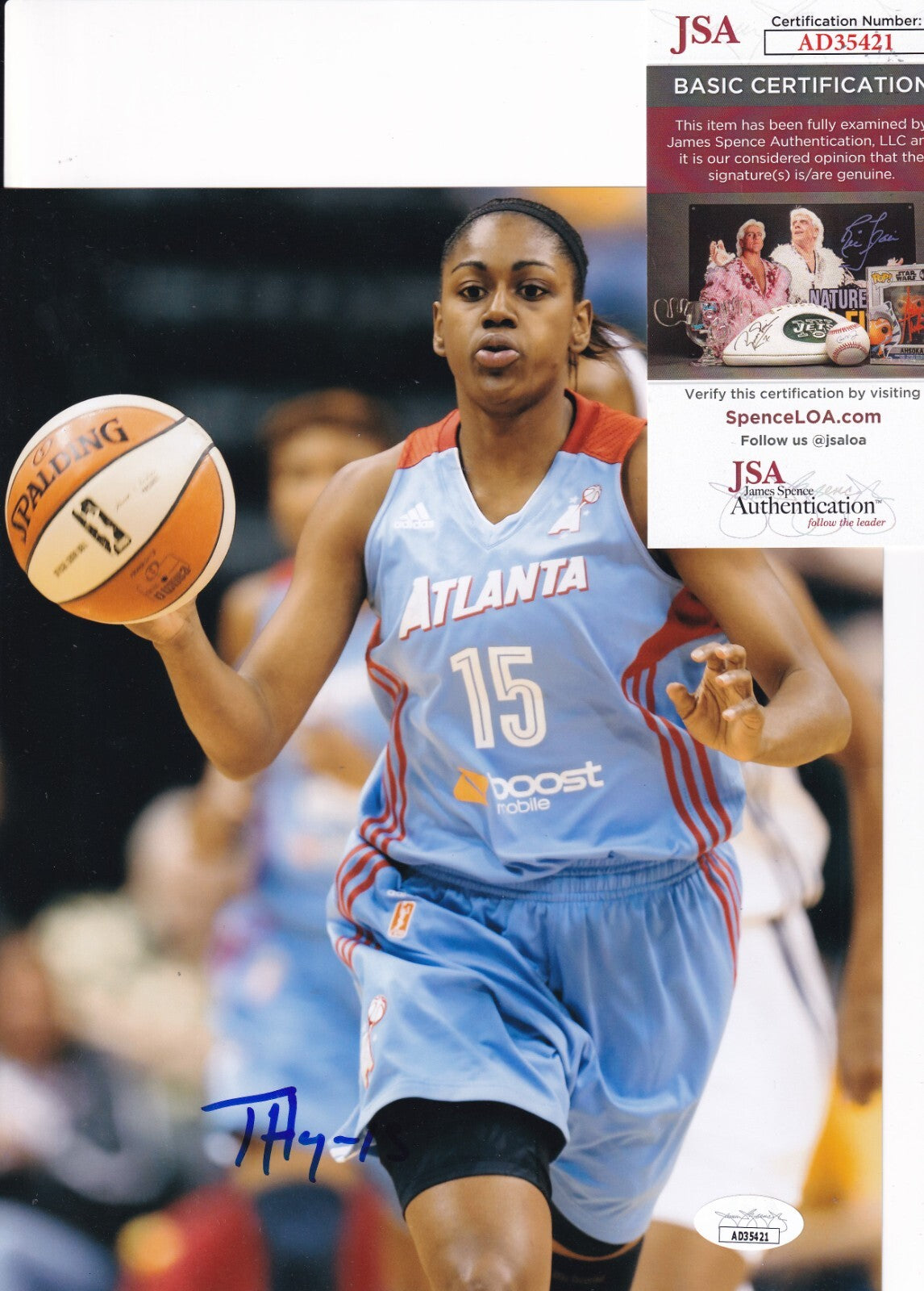TIFFANY HAYES signed (ATLANTA DREAM) WNBA basketball 8X10 photo JSA AD35421