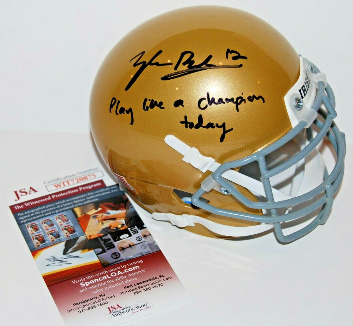 Tyler Buchner signed (NOTRE DAME FIGHTING IRISH mini football helmet JSA Witness