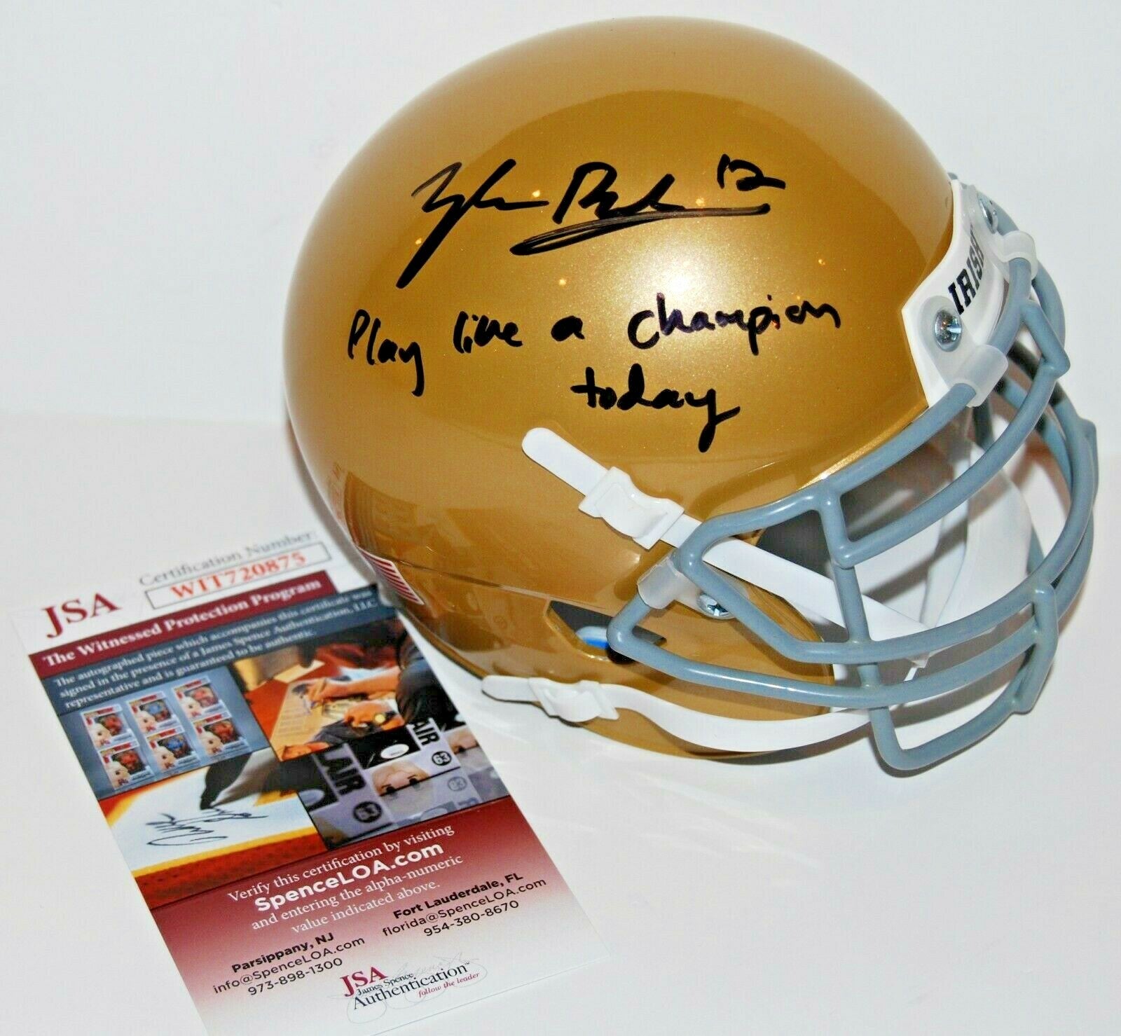 Tyler Buchner signed (NOTRE DAME FIGHTING IRISH mini football helmet JSA Witness
